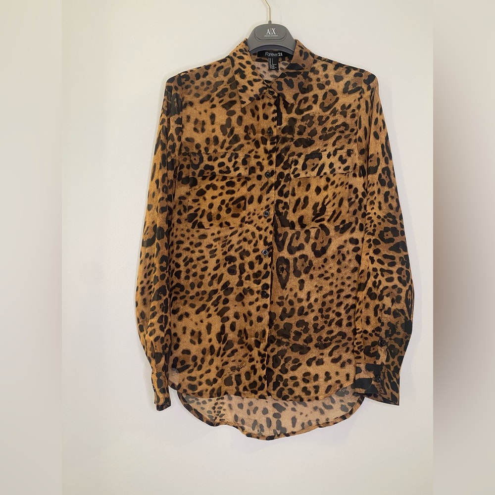Forever 21 Perfect Leopard Print  Button Down Shirt
